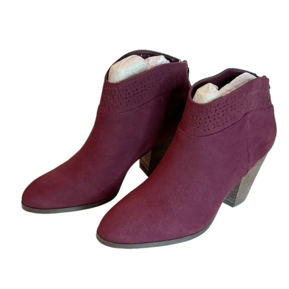 Violet & Red Women's Jackson Lazer Cut Topline Bootie Burgundy Size 10 NWT